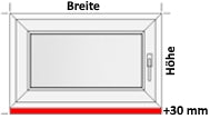 Eine Grafik zur Veranschaulichung des Fensterbankanschlussprofils (30mm Höhe).