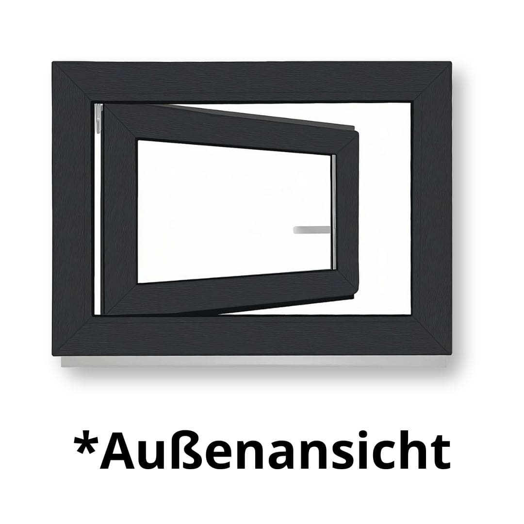 Kellerfenster Kunststoff Dreh/Kipp - innen Weiß, außen Anthrazit - 2 - fach verglast - 60 mm Profil - Kellerfensteronline.de