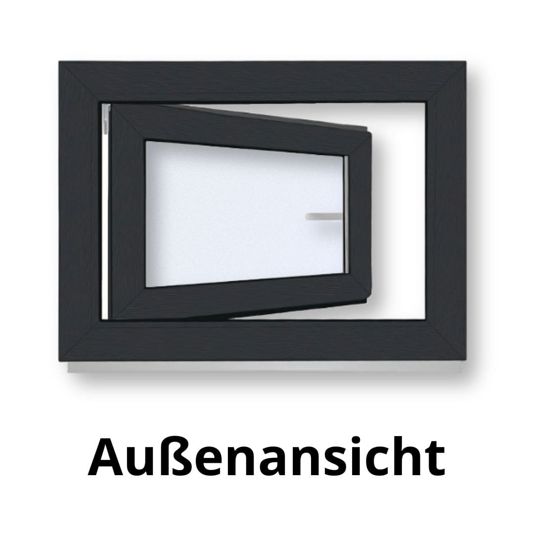 Kellerfenster Kunststoff Dreh/Kipp - innen Weiß, außen Anthrazit - 3 - fach verglast - 60 mm Profil - Kellerfensteronline.de