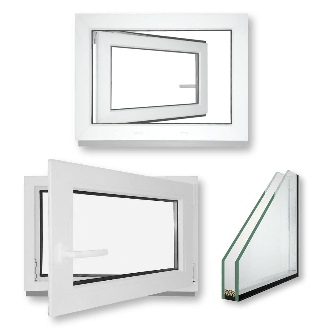 Kellerfenster Kunststoff Dreh/Kipp - Weiß - 2 - fach verglast - 60 mm Profil - Kellerfensteronline.de