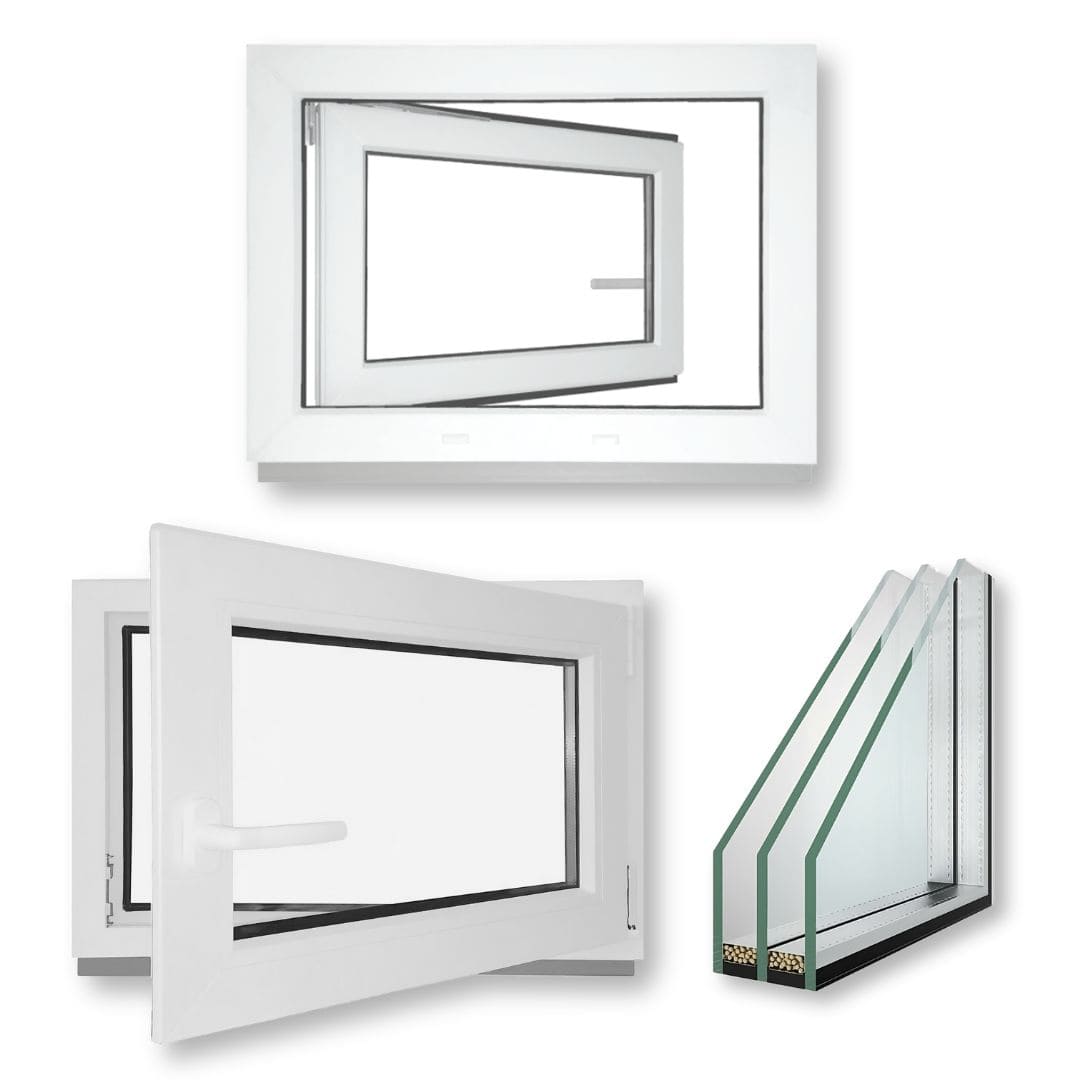 Kellerfenster Kunststoff Dreh/Kipp - Weiß - 3 - fach verglast - 60 mm Profil - Kellerfensteronline.de