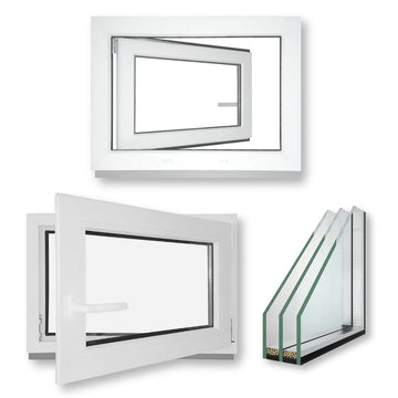 Kellerfenster Kunststoff Dreh/Kipp - Weiß - 3-fach verglast - 60 mm Profil