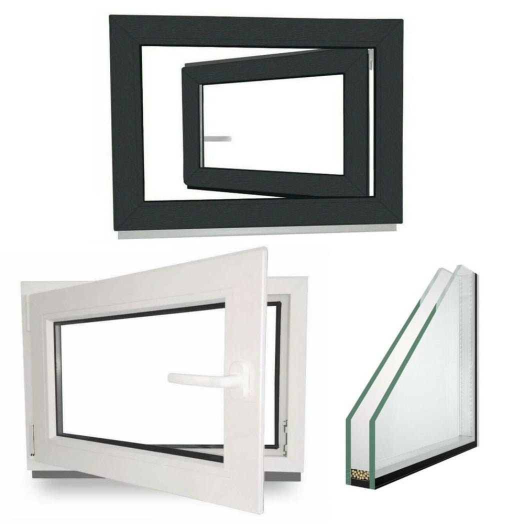 EcoLine Kunststofffenster Kellerfenster | 2-fach Verglasung | innen Weiß, außen Anthrazit - Kellerfensteronline.de