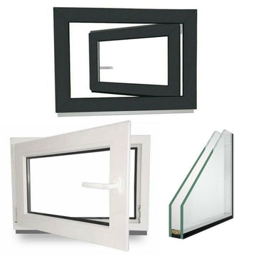 EcoLine Kunststofffenster Kellerfenster | 2-fach Verglasung | innen Weiß, außen Anthrazit