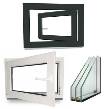 EcoLine Kunststofffenster Kellerfenster | 3-fach Verglasung | innen Weiß, außen Anthrazit