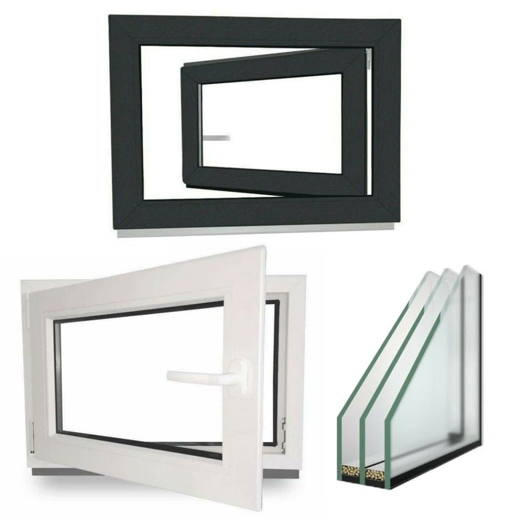 EcoLine Kunststofffenster Kellerfenster | 3-fach Verglasung | innen Weiß, außen Anthrazit - Kellerfensteronline.de